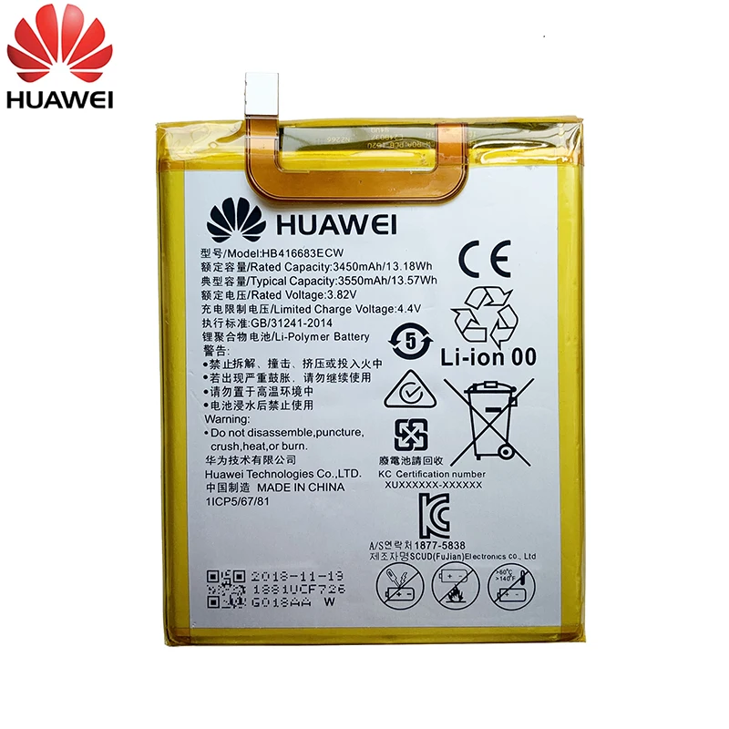 100% Оригинальный аккумулятор Hua wei HB416683ECW для Huawei Nexus 6P Nexus6P H1511 H1512 Сменный телефона