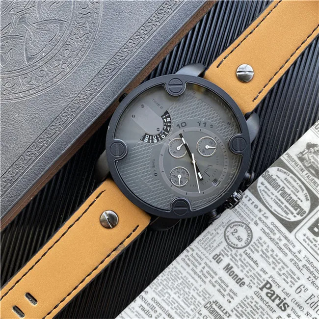 

Cool Shidun Big Dial Watches Quartz Fashion Waterproof Watch Men's Color Changing Leather Strap Personality New