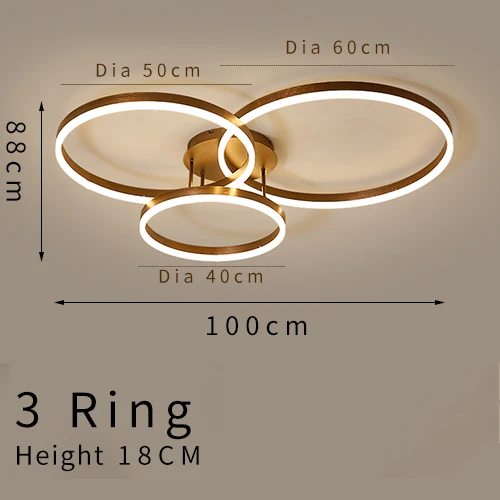 Dia40 50 60cm 3rings Современный светодиодный потолочный светильник в спальню, гостиную, алюминий, матовое золото, креативные кольца, Скандинавский дизайн, лампа, светильник для проекта - Цвет корпуса: Dia40 50 60cm 3rings