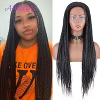 black long synthetic wigs box braided wigs for black women fake scalp heat resistant braided wig