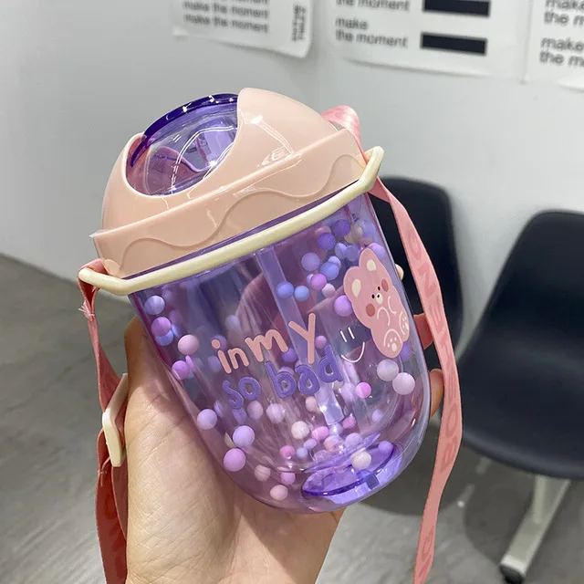 

Пластиковая мультяшная Детская Бутылочка для воды с ремешком с надписью "You", большая чашка с животом, бутылочка для воды для детей, Спортивн...