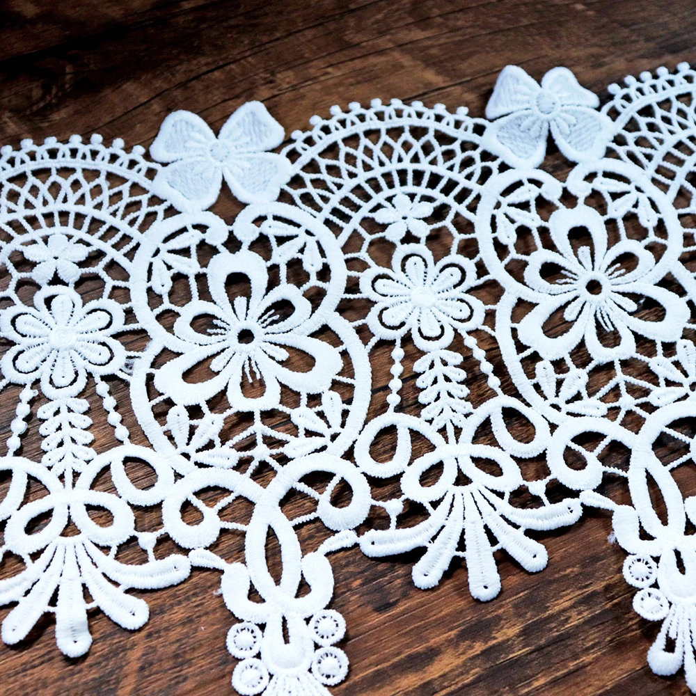 

1 Yard 19.5 cm Width Floral Lace Trim Ribbon Tape Dress Edge Lace Trims Sewing Materials Home textile Decoration lace fabrics