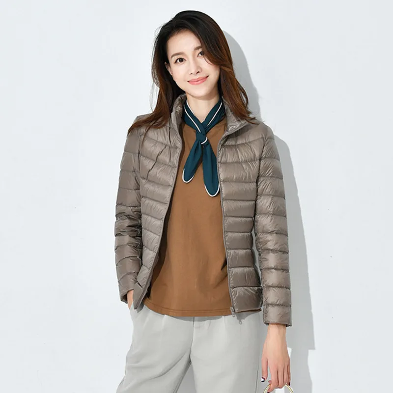 Тонкие и легкие Короткие пуховики парки для мужчин женщина 90 белая утка вниз