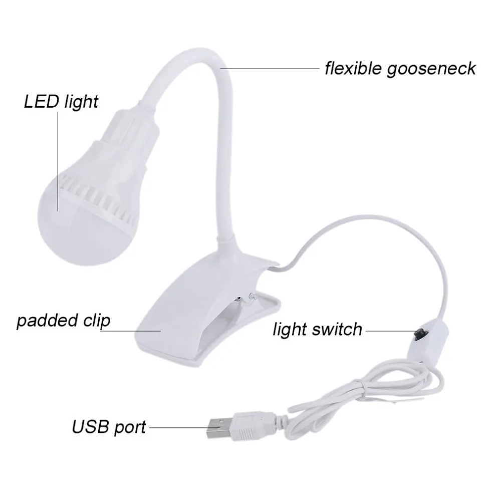 2019 супер яркий светодиодный настольная лампа на прищепке USB LED Настольная для