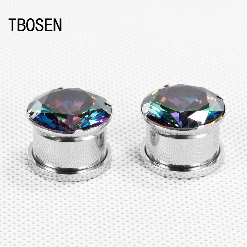 Серьги-туннели из нержавеющей стали с цирконом заглушками Для Пирсинга Ушей