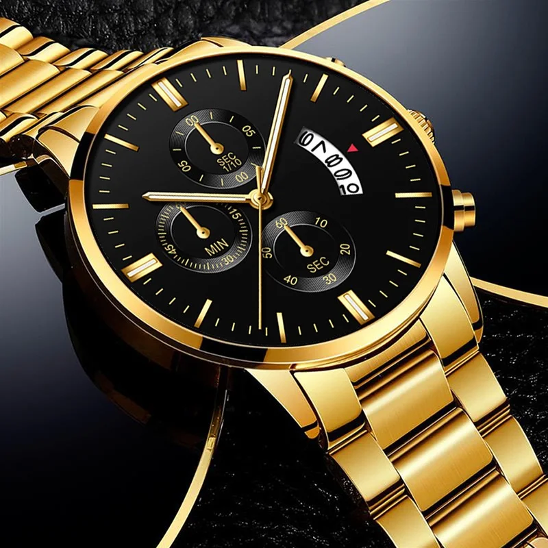 Для мужчин часы светильник класса люкс кварцевые наручные для Нержавеющая сталь