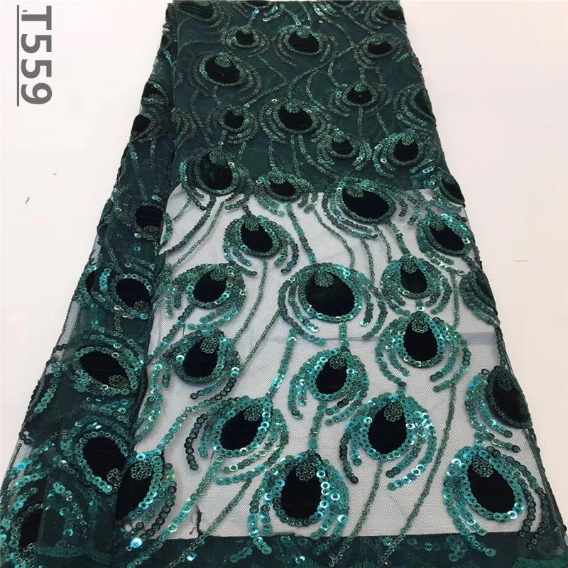 Nigerian Velvet Lace Fabric 2019 High Quality African Sequins Net Wedding French Tulle Material For Dress | Дом и сад