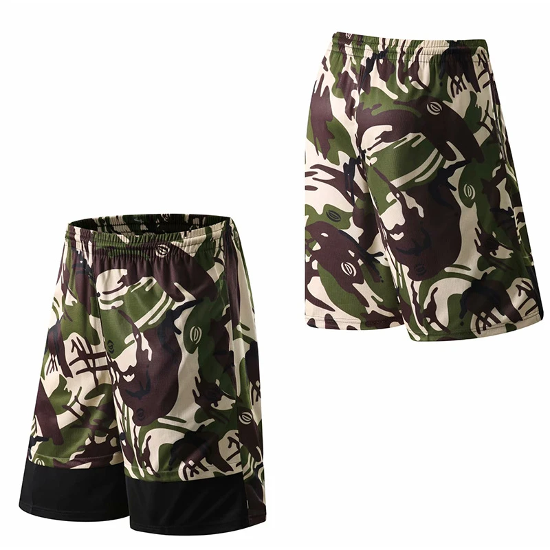 Men's Basketball Shorts Military Prints Patchwork and Side MVP Patterns Quick Dry Pockets Wasit Ribbon Asian Size 5XL | Спорт и
