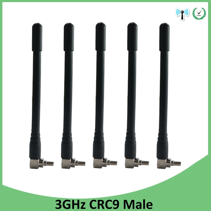 GRANDWISDOM 5pcs 3G 4G LTE antenna 3dbi IOT CRC9 plug connector antena 1920-2670 Mhz FOR wireless 4G modem lte repeater antenne