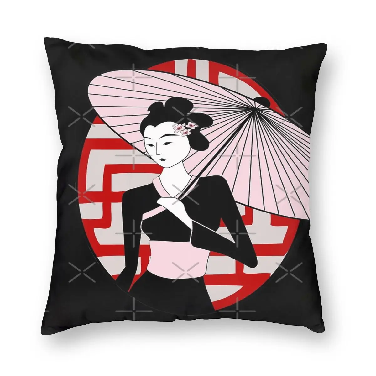 Чехол для подушки Geisha с изображением зонтика в винтажном стиле | Дом и сад
