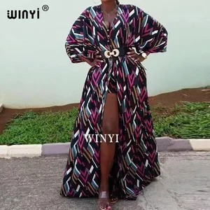 AFRICA Fashion Blogger Recommend Popular printed Silk Kaftan Maxi dresses Loose Summer Beach Bohemian kaftan long dress for lady