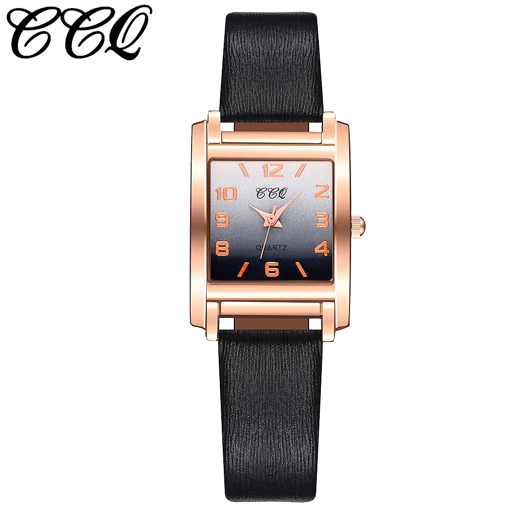 Часы женские кварцевые с квадратным градиентом гладкие минималистичные матовые