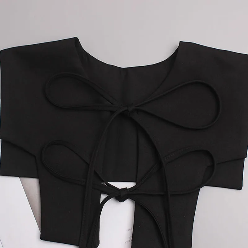 

XITAO Solid Black Hollow Out Bandage Ties Collar Fashion Trendy Women O-neck Collar Accessories 2021 New All-match WMD2435
