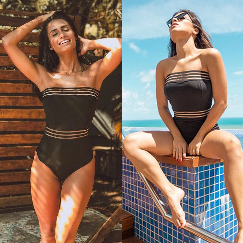 Женский слитный купальник пуш ап с эластичным бюстгальтером пляжная одежда