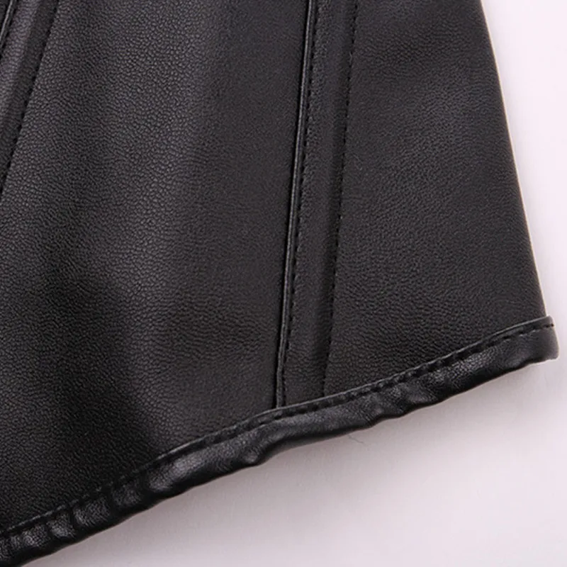 Женский корсет на молнии сексуальное кожаное нижнее белье + футболка |