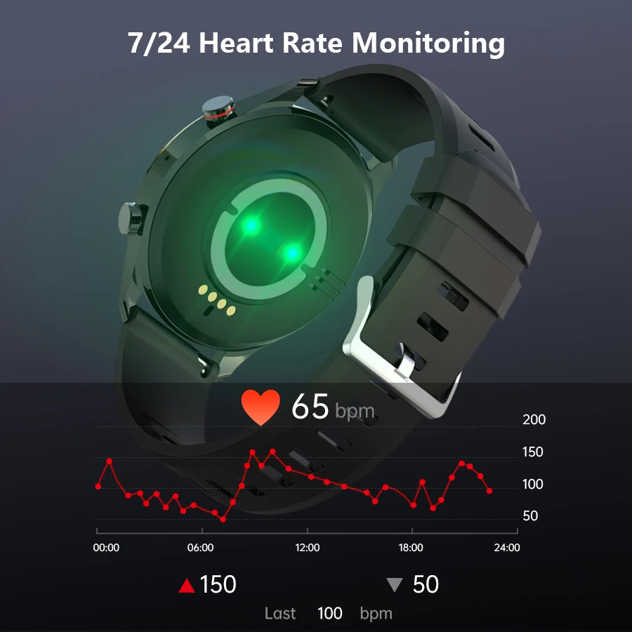 Смарт-часы Bebinca мужские водостойкие Ip68 с круглым сенсорным экраном 