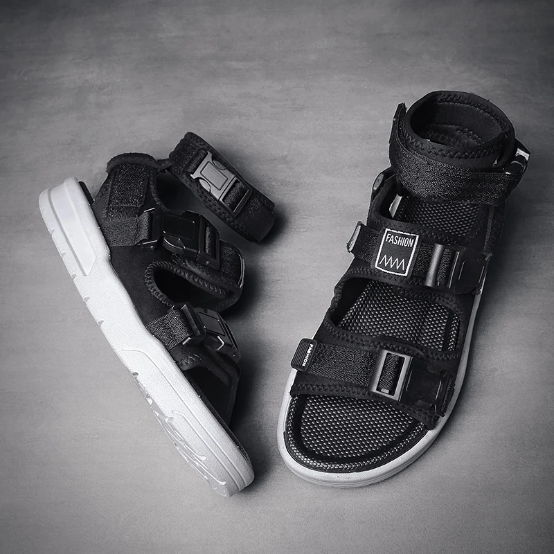 Мужские дизайнерские сандалии гладиаторы до щиколотки Модные мужские Пляжная