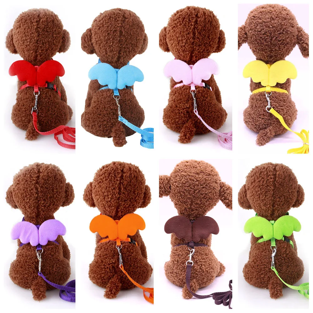 10 Colors Pet Small Dog Harness Nylon Leash Beautiful Angel Wing Puppy Leads Escape-Proof for Cats Rabbit Chihuahua Pug | Дом и сад