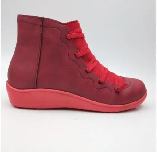 Ботинки женские из натуральной кожи полусапожки на плоской подошве шнуровке с