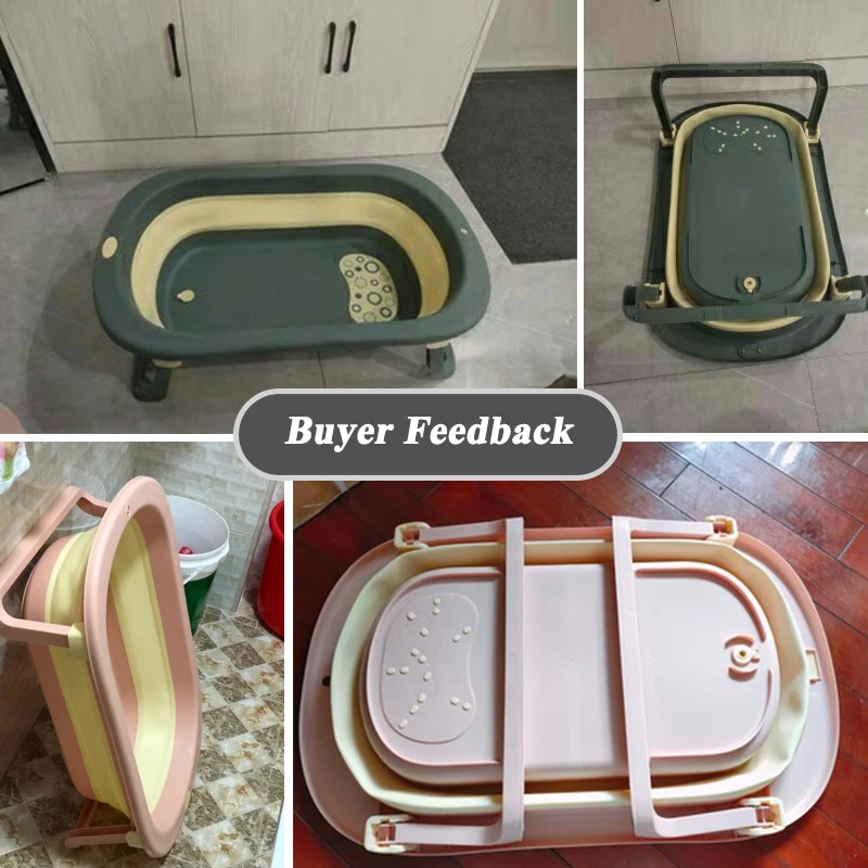 

Babyinner Baby Folding Bath Tub Large Household Comfortable Bath Barrel Multifunctional Newborn Bath Bucket with Cushion Bathtub