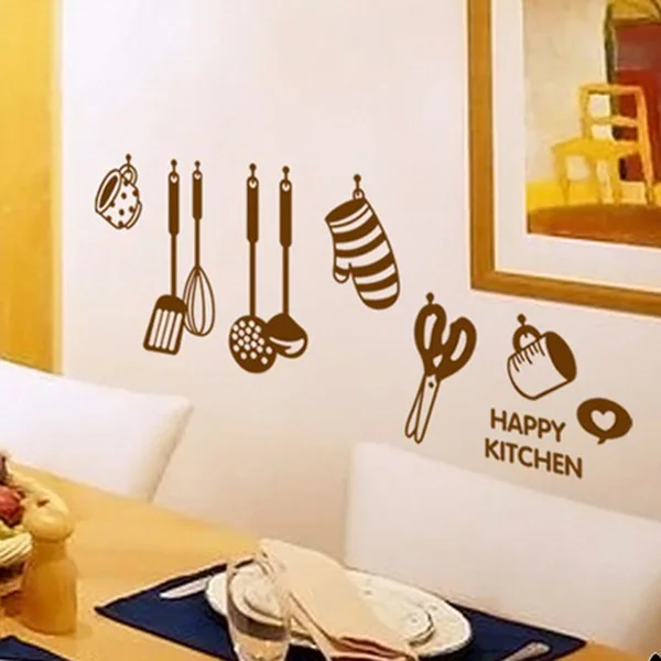 DIY Съемная Наклейка на стену Happy kitchen виниловые наклейки для домашнего декора