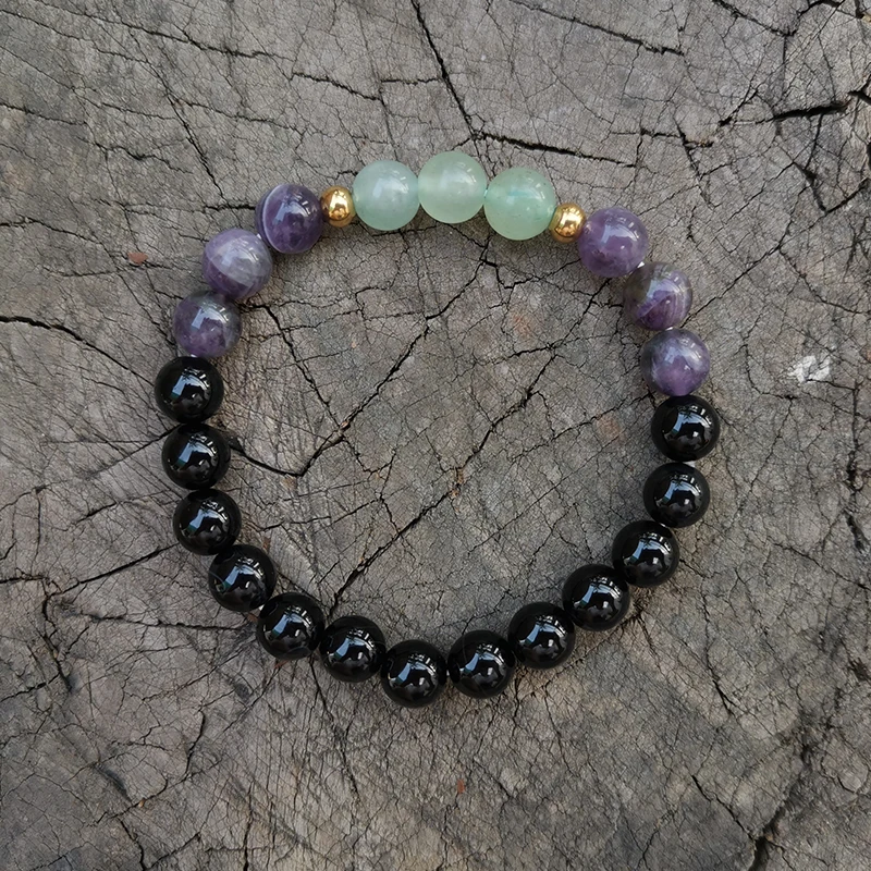 Аметист 8 мм комплект из зеленого авантюрина и ямалы лотос ювелирные изделия для