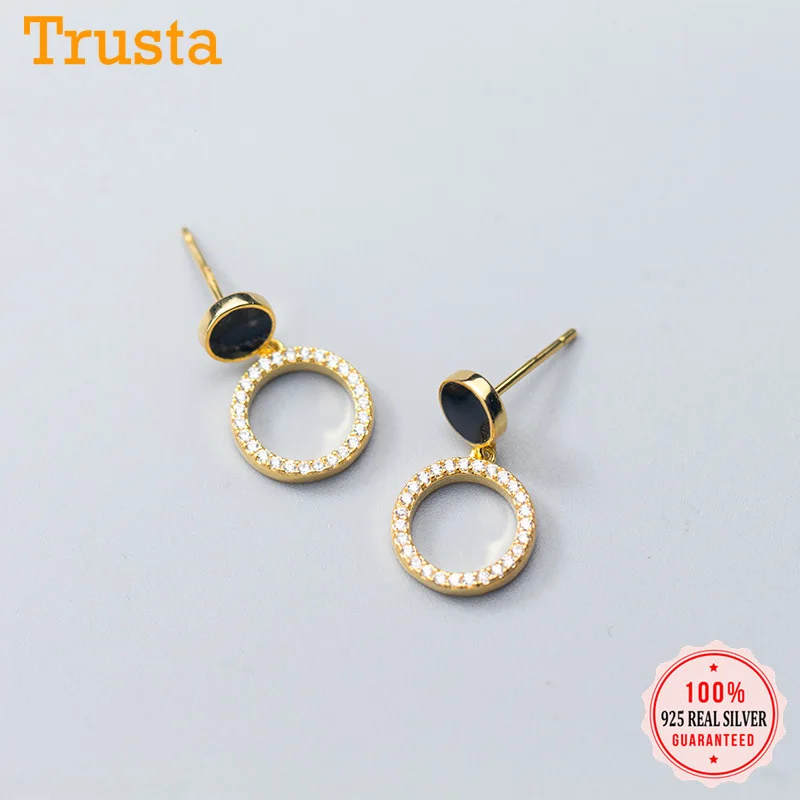 Trustdavis подлинные серьги из стерлингового серебра 925 пробы круглые стильные