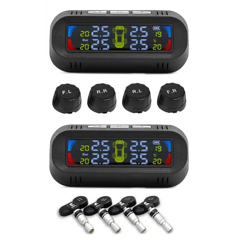 Автомобильная система контроля давления в шинах на солнечной батарее с 4