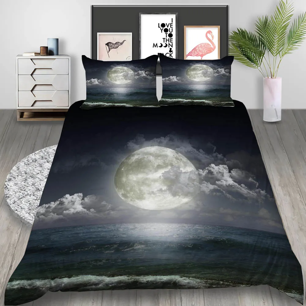 

Moonlight Sea Scenery Lake 3D Print Comforter Bedding Set Duvet Covers Pillowcases Bedclothes Bed Linen Home Textile Queen King