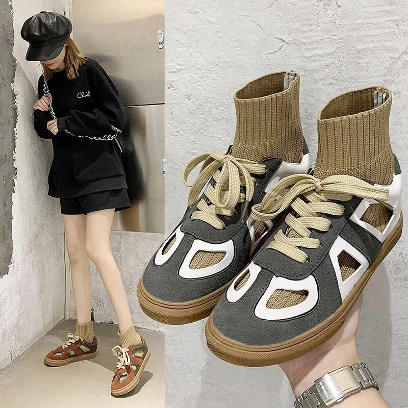 

2020 Socks Shoes Women Casual Flat Shoes Women Fashion Ladies Thick-soled Women Sports Casual Boots High Top Shoes New Comfort