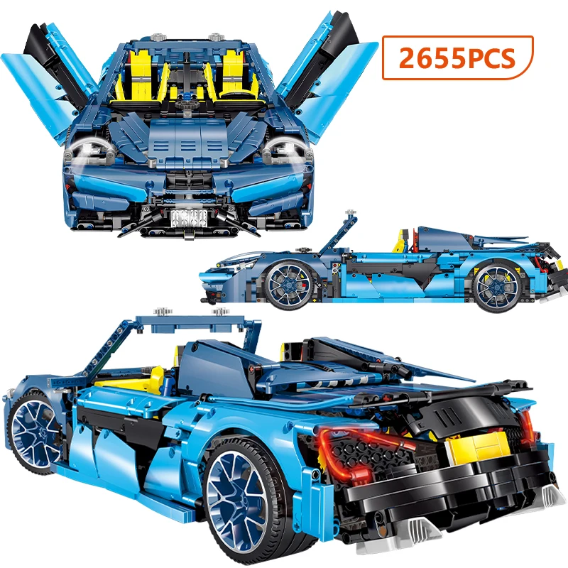 

Technical Super Sports Car Model MOC Building Blocks Bricks City Creator MINI Racing Vehicle Modular Gift Toys For Children Boys