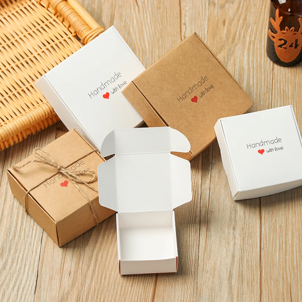 10 шт мульти Размеры квадратный крафт-бумаги Упаковочная коробка ювелирных