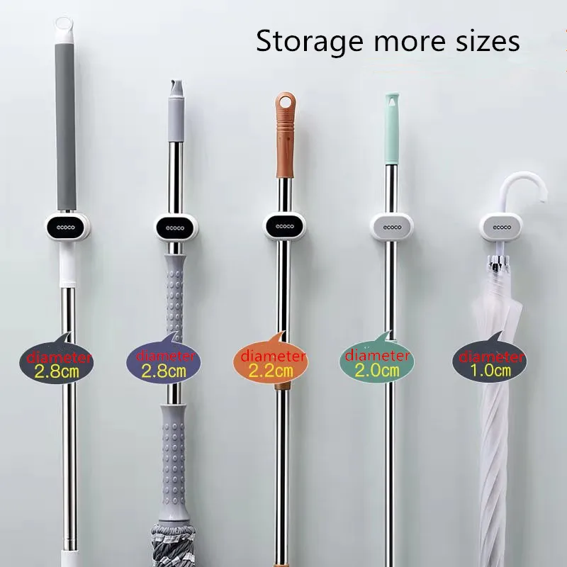 

Kitchen and Bathroom Organizer Wall Mounted Mop Holder Household Punch Free