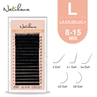 Ресницы Накладные норковые LL +LCLDLU, изгиб, матовые черные 8-15 мм, 16 рядов, смешанные индивидуальные, OEM L N, для макияжа