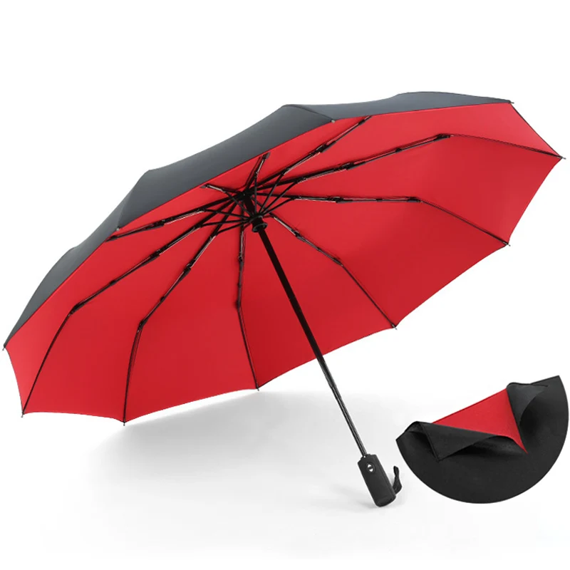 

Двухслойные тканевые прочные ветрозащитные автоматические зонтики с 10 ребрами для мужчин и женщин, Роскошный деловой зонтик от дождя, защи...