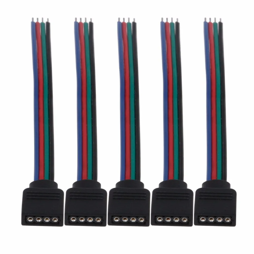 

4 Pin Female Male RGB LED Connector Cable 200pcs/Lot 10cm Extended Wires For SMD 5050 Strips Lighting Tape