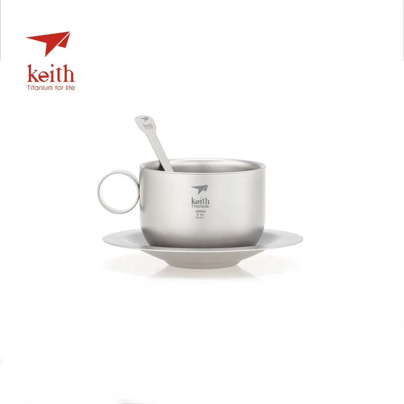 Keith Titanium Coffee Cup Set Ultralight Tableware Tea Cups Set Mug For Outdoor Camping Hiking Travel  Picnic Ti3601