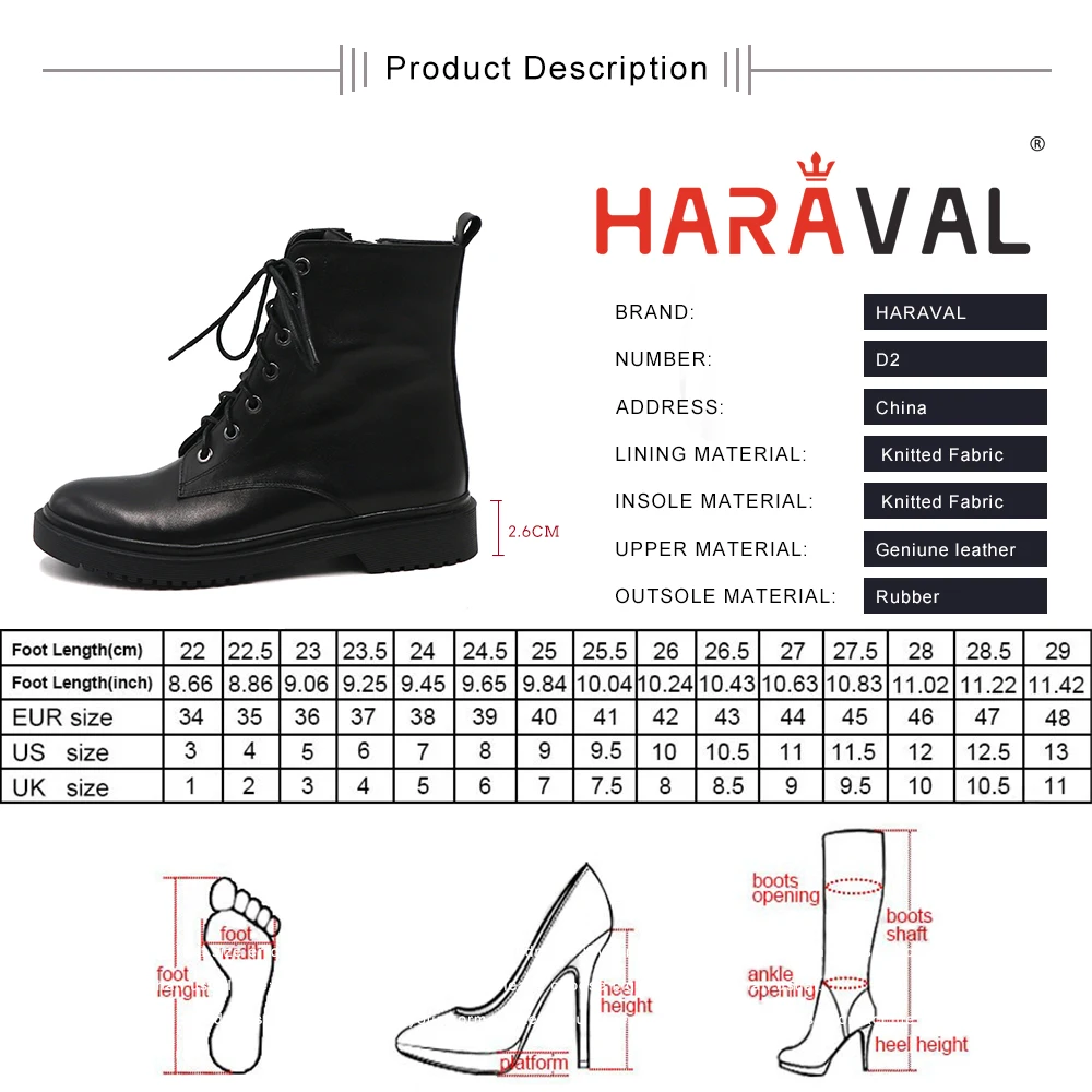 HARAVAL Новинка Сезон весна-осень Женские ботильоны в стиле Мартенс на