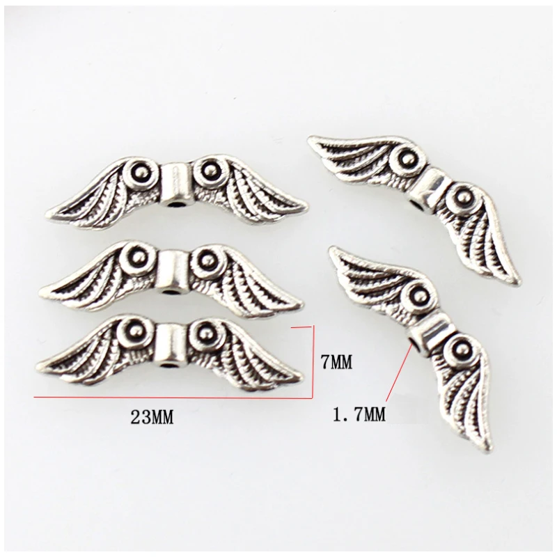 

100 шт./лот ангельские крылья маленькие бусины с отверстиями отдельные бусины самодельные ювелирные изделия ручной работы аксессуары из спл...