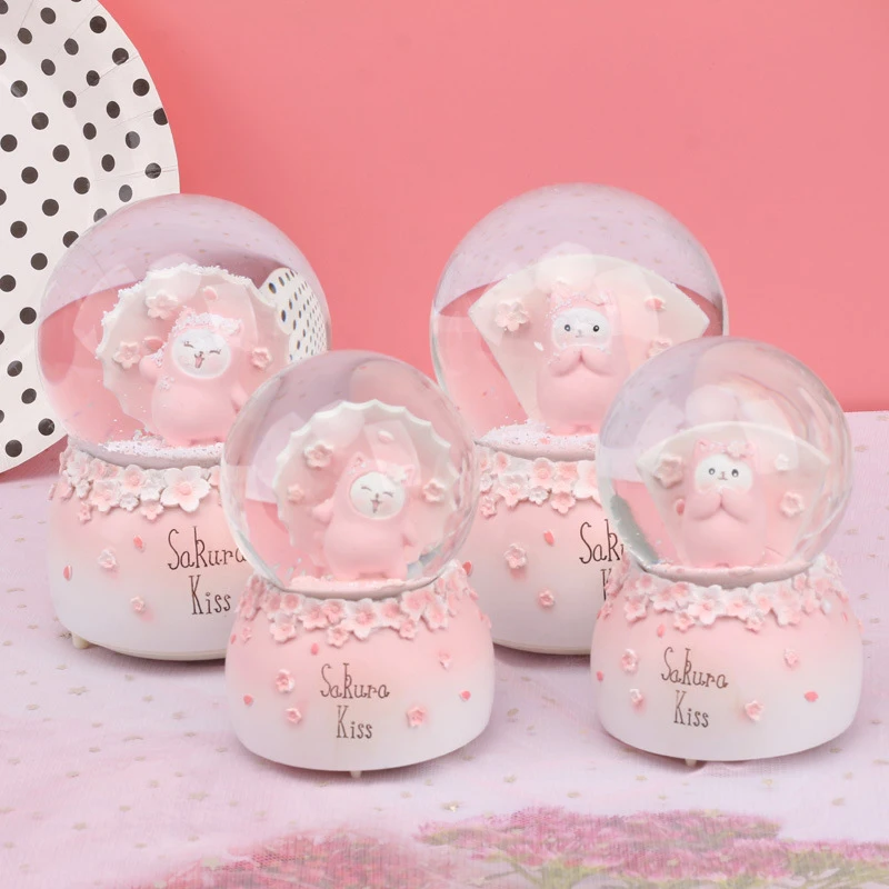 Креативный поцелуй Сакура снежный шар хрустальный вращающаяся музыкальная