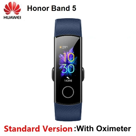 Умный Браслет Huawei Honor Band 5, Оксиметр кислорода в крови, Honor Band 4, сенсорный экран, пульсометр, Кнопка сна, глобальная версия - Цвет: Band5 Blue