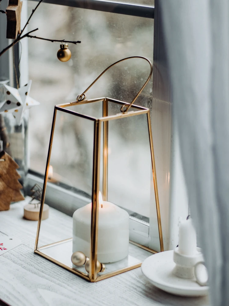 Скандинавские Ретро подсвечники Золотой стеклянный Железный геометрический