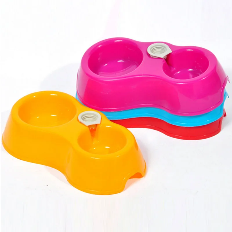 Миска для питомцев пластиковый контейнер еды с двойным отверстием поилка щенков