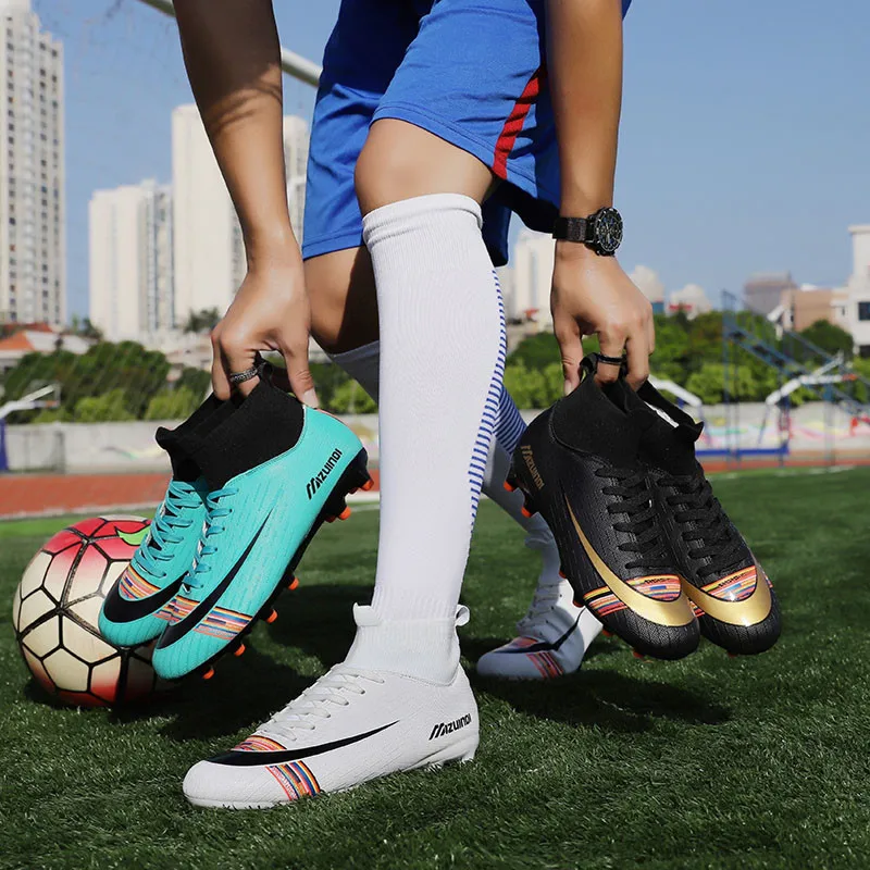 Новые мужские футбольные ботинки с высоким берцем водонепроницаемая