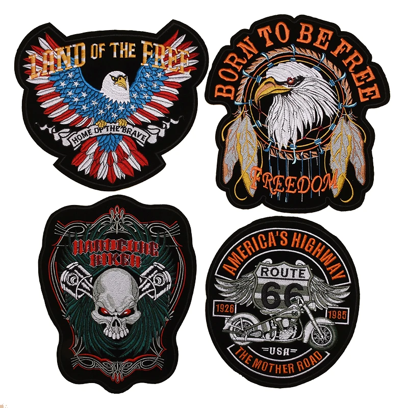 

Большая байкерская куртка с орлом, украшение для спины, 66 нашивка в стиле панк, свобода, проспект, «сделай сам», одежда в стиле пэчворк
