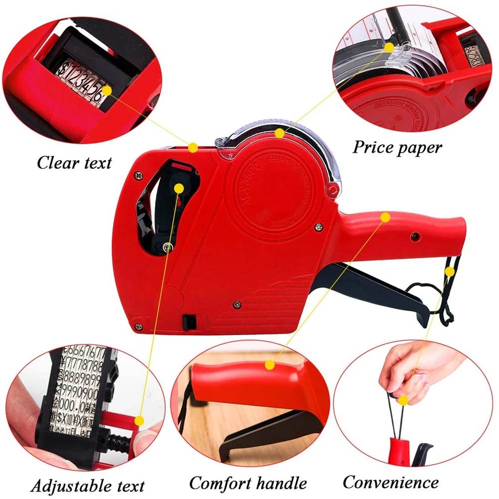 MX-5500 8 Digits Price Tag Gun with 4000 Sticker Labels and 1 Ink Coding Machine Labelling Kit for Retail Stores | Дом и сад