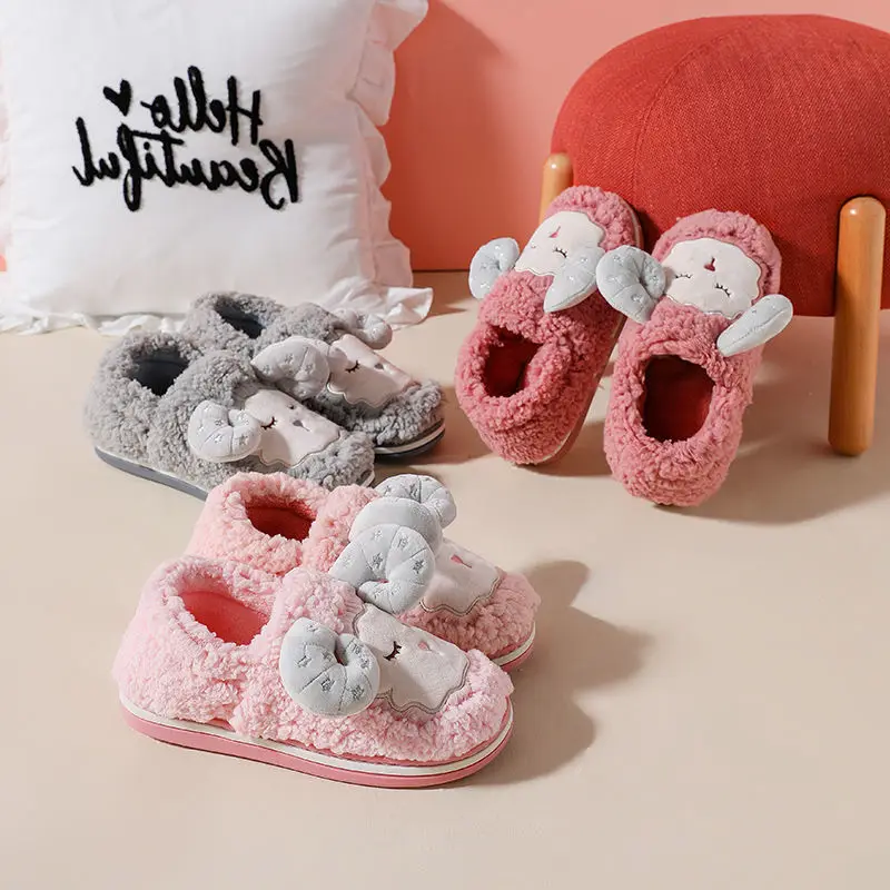 

Cotton Slippers Men's All-inclusive with Warm Plush Cute Home Couples Cotton Slippers Ladies Indoor Home Autumn and Winter