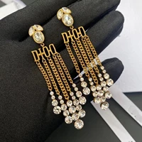 dd high end classic letter pearl with diamond earrings fashion temperament earrings personality asymmetric earrings jewelry