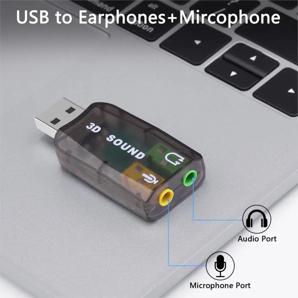 Виртуальная 5,1 звуковая карта Внешний USB аудио адаптер Звуковая карта USB к разъему 3,5 мм наушники микрофон для ПК ноутбук