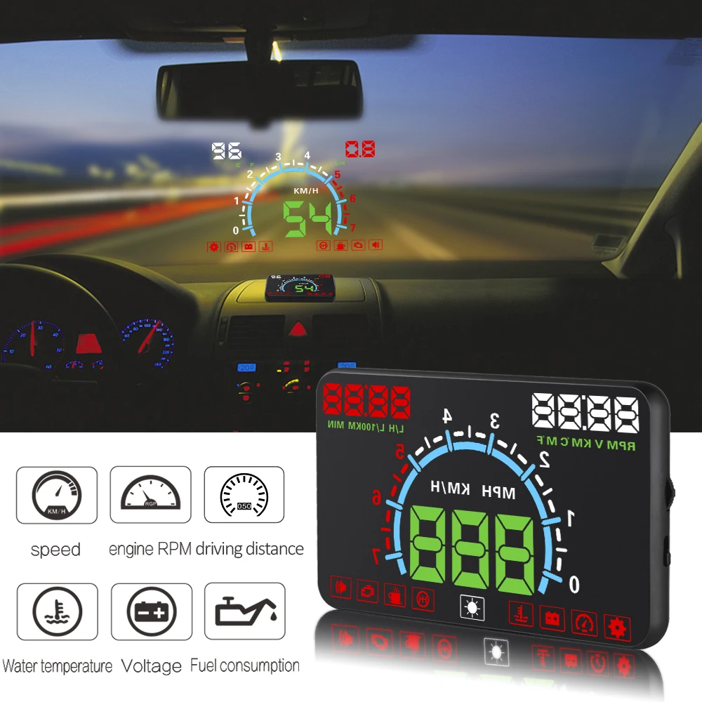 Автомобильный дисплей E350 OBD2 II HUD 5 8 дюйма легкое подключение и воспроизведение